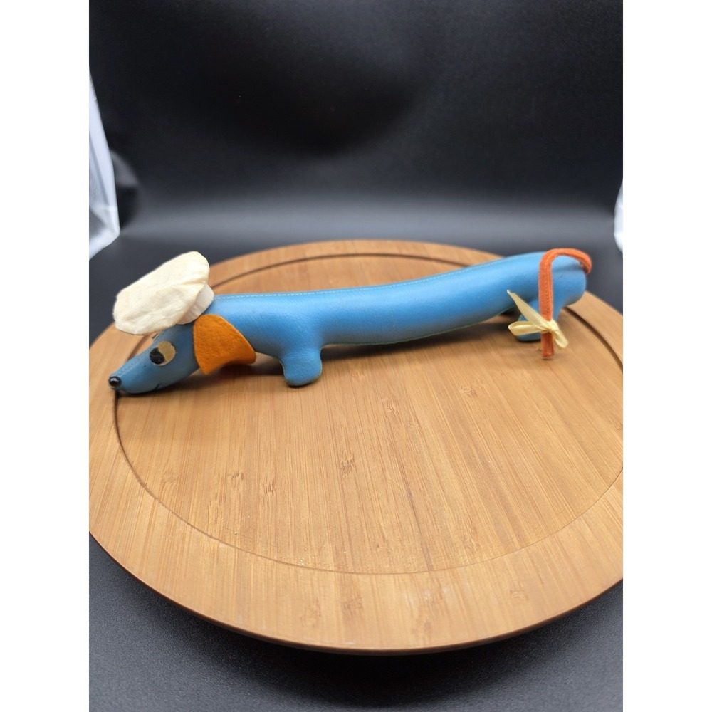 Vintage‎ Dakin Dream Pets Blue Faux Leather Dachshund with Chef Hat Weiner Dog